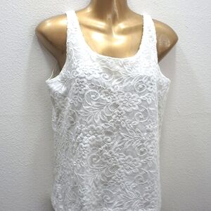 Chicos Design white lace tank top size 1